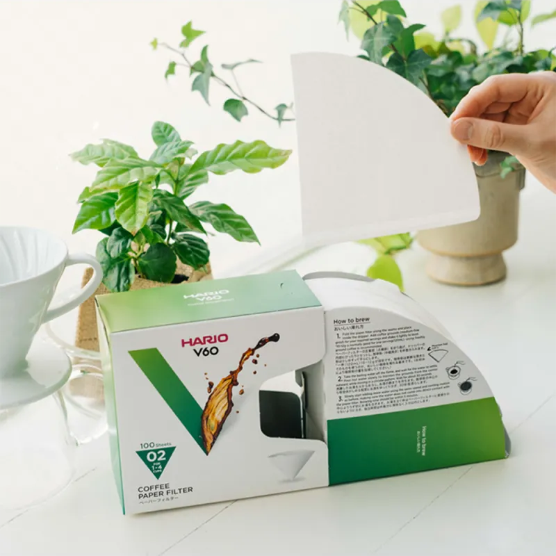 Papel de filtro Hario V60 02 branqueado (100 unidades) - Caixa